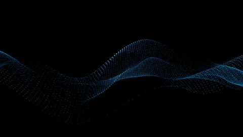 Abstract blue digital particles wave, data network connections technology Stock Footage 242147090
