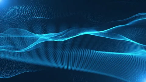 Abstract blue digital particles wave Digital data network connections technology Stock Footage 243934287