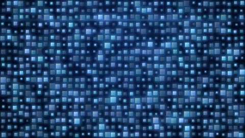 Abstract blue digital pixel grid background with shimmering light and data Stock Footage 346207844