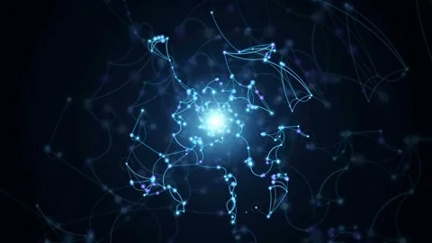 Abstract Blue Digital Plexus Network with Glowing Particles and Connecting Video stock 343436701