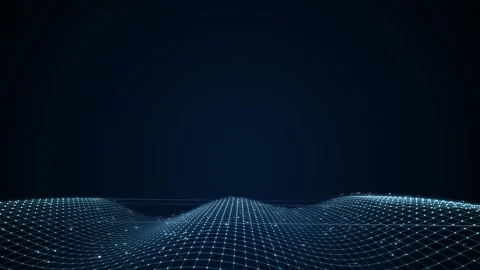 Abstract Blue Digital Plexus Wave Moving in a Dark Cyberspace Background for Stock Footage 346218146