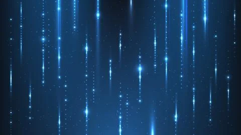 Abstract blue digital rain background with glowing particles and vertical l.. 스톡 일러스트