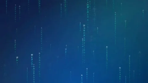 Abstract Blue Digital Rain with Falling Matrix Code and Glowing Data Stream Stock Footage 336777493