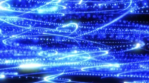 Abstract blue digital rain with luminous vertical trails of particles Stock Illustration