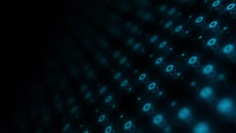 Abstract Blue Digital Ring Pattern Floating Through Futuristic Technology Stock Footage 339976692