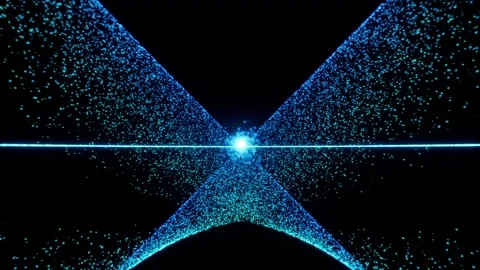 Abstract blue digital shape animation of flying energy particles Stock-Footage 327314816