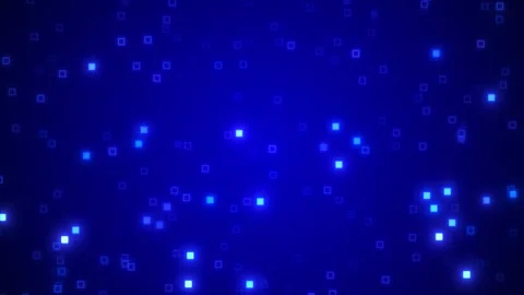 Abstract Blue Digital Square Particles Background with Glowing Pixel Grid Stock Footage 333497357
