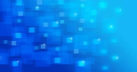 Abstract blue digital squares create a futuristic, calming grid of light and Foto stock