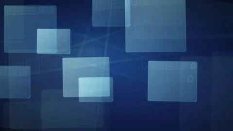 Abstract Blue Digital Technology Background with Floating Squares and Binary Stock Footage 336772492