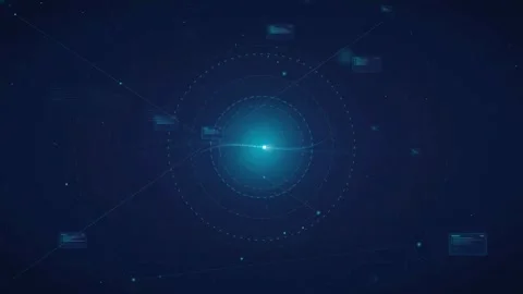 Abstract Blue Digital Technology Background with Glowing HUD Interface and Stock Footage 339316748