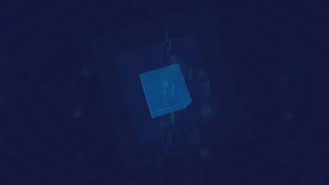 Abstract Blue Digital Technology Background with Rotating Geometric Shapes and Stock Footage 339316772