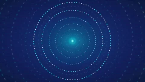 Abstract Blue Digital Technology Background with Glowing Concentric Circles and Stock Footage 339320676