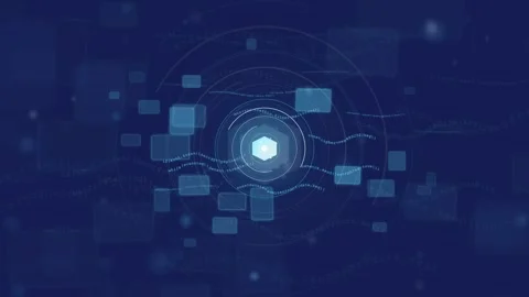 Abstract Blue Digital Technology Background with Glowing Data Nodes and Stock Footage 339321047