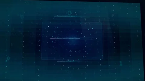 Abstract Blue Digital Technology Background with Floating Data Particles and Stock Footage 339322050