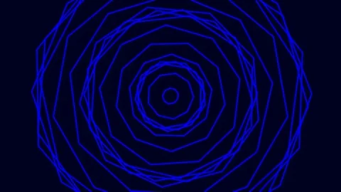 Abstract blue digital vortex spiral tunnel background pattern for tech video Stock Footage 341056231