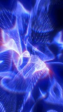Abstract blue digital vortex tunnel with flowing particle lines, futuristic.. Illustrazione stock