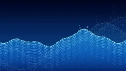 Abstract blue digital wave of binary code flowing across a dark background for 스톡 동영상 343161198