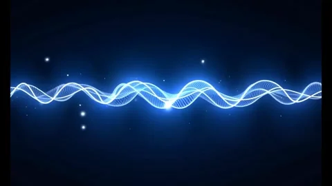 Abstract blue digital wave with glowing particles on a dark background Stock Footage 318948233