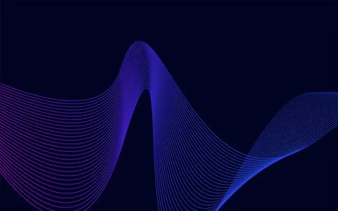 Abstract Blue Digital Wave Lines on Dark Background Stock Illustration