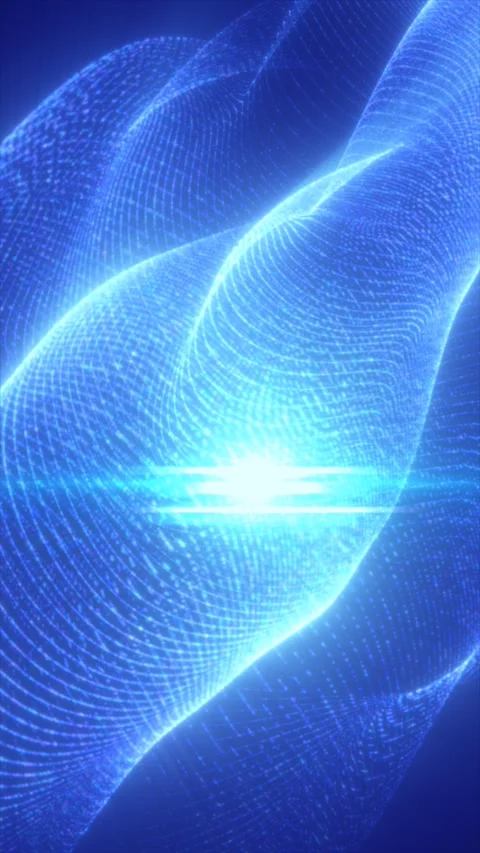 Abstract blue digital wave made of glowing grid lines, representing data fl.. Stock Footage 323874258