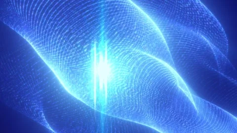 Abstract blue digital wave made of glowing grid lines, representing data flow Stock Footage 327198371