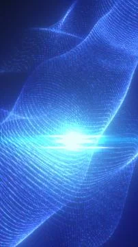 Abstract blue digital wave made of glowing grid lines, representing data flow Stock Illustration