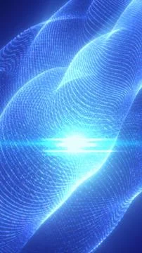 Abstract blue digital wave made of glowing grid lines, representing data flow Stock Illustration