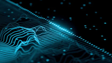 Abstract Blue Digital Waveform on Black Background - Seamless Loop Animation Stock Footage 317727989
