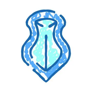 Abstract blue doodle drawing depicting female vulva anatomy Stock Illustration