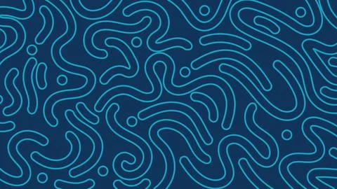 Abstract Blue Doodle Lines Pattern Seamless Organic Squiggles Contour Backg.. Stock Illustration