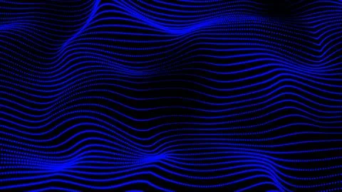 Abstract blue dot line with a dynamic wave. Abstract digital particle and d.. Illustrazione stock