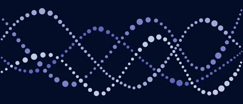 Abstract blue dots forming DNA helix patterns on dark background Stock Footage 340256590