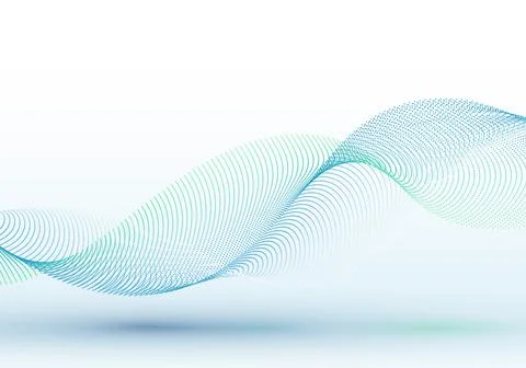 Abstract blue dots particles wave line on white background Stock Illustration