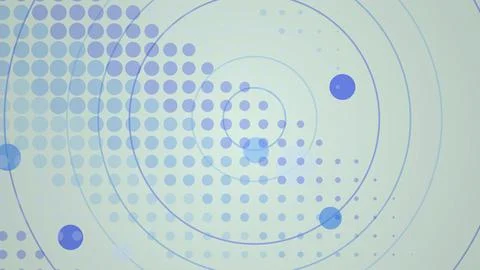 Abstract blue dotted circle pattern with lines and background Stock Illustration