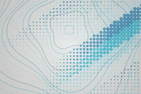 Abstract blue dotted pattern with curved lines and shapes Stock Photos