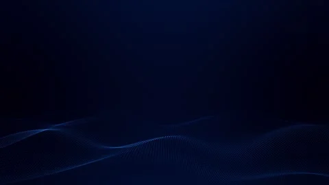 Abstract blue dotted wave landscape on dark background. Flowing digital par.. Stock Footage 334424120
