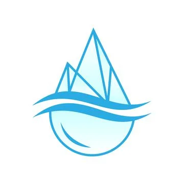 Abstract blue Drop Ice geometric logo flat style Stock Illustration