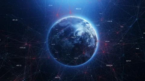 Abstract blue eart in space plexus background Stock Illustration