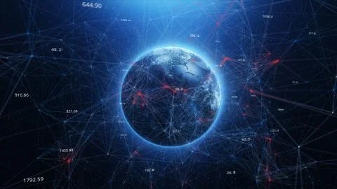 Abstract blue eart in space plexus background Stock-Illustration