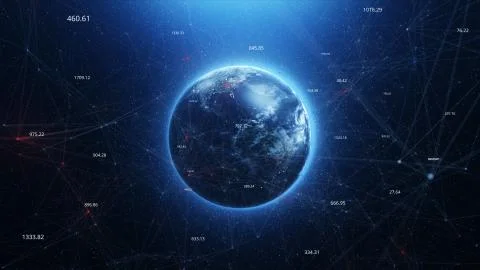 Abstract blue eart in space plexus background Stock Illustration