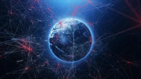 Abstract blue eart in space plexus background Stock-Illustration