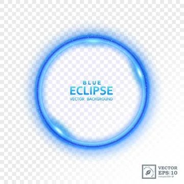 Abstract Blue Eclipse of Light on A Bright Transparent Background, Isolated.. Stock Illustration