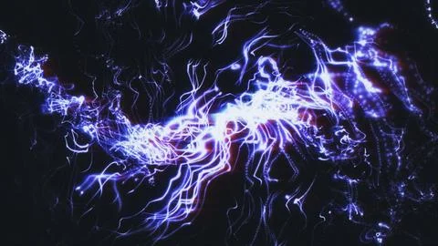 Abstract Blue Electric Light Plasma Energy Lines Stock Illustration