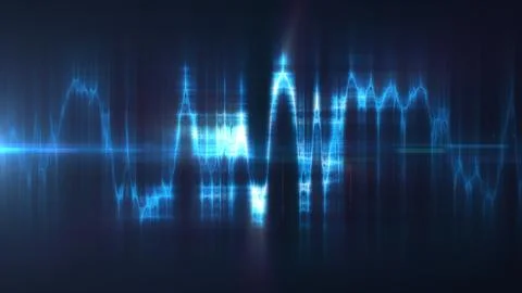 Abstract blue electric waveform with sharp glowing peaks, representing digita Stock Illustration