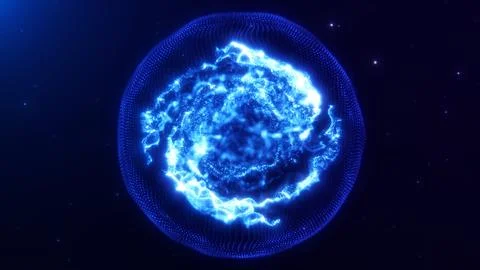 Abstract blue energetic glowing magic orb with plasma dynamic shining core .. Illustrazione stock
