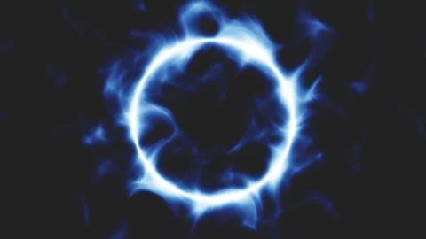 Abstract blue energy circle with light flare on dark background, magical power Stock Illustration