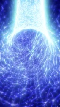 Abstract blue energy column with glowing network lines and luminous plasma .. Stock Illustration