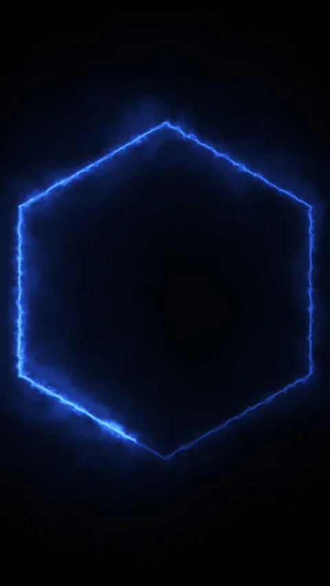 Abstract blue energy hexagon frame pulsating with dynamic electric glow effec 動画素材 337710584