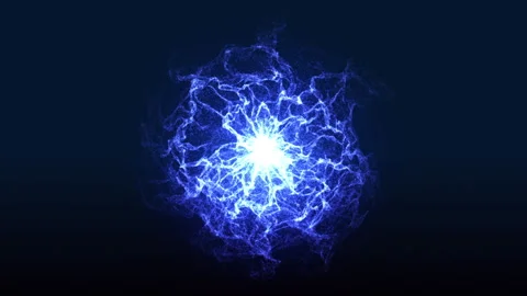 Abstract Blue Energy Implosion  Magical Neon Particle Sphere Loop Video stock 330977663