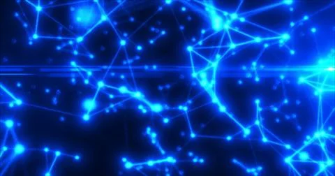 Abstract blue energy lines plexus triangles magical bright glowing futurist.. Stock Illustration